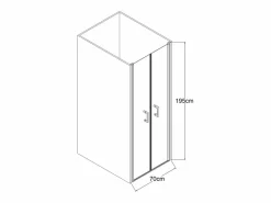 Puerta de ducha batiente dorada, 70 x 195 x 1,92 cm, vidrio y metal, SARASOTA^Shower & Design