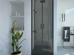 Puerta de ducha batiente mate, 70 x 195 x 1.92 cm, cristal y metal, SARASOTA^Shower & Design