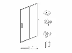 Shower & Design Mampara De Ducha|Puerta de ducha corredera mate estilo industrial, 120 x 195 cm, TORONI