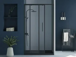 Shower & Design Mampara De Ducha|Puerta de ducha corredera mate estilo industrial, 120 x 195 cm, TORONI
