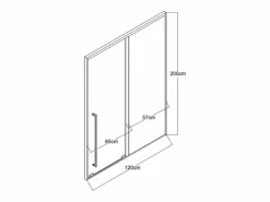 Shower & Design Puerta de ducha corredera, 120 cm, color metalizado, COVINGTON Gris Online