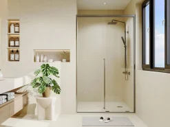 Shower & Design Puerta de ducha corredera, 120 cm, color metalizado, COVINGTON Gris Online