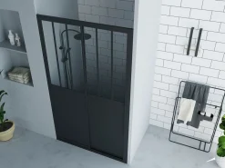 Puerta de ducha corredera mate estilo taller, 140 x 195 cm, URBANIK^Shower & Design