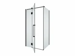 Shower & Design Puerta de ducha pivotante con mampara fija mate, 80 x 100 x 190 cm, PRINCETON Negro Best