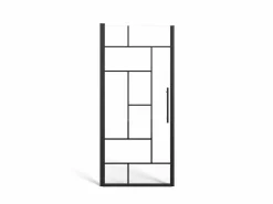Shower & Design Puerta de ducha pivotante de metal mate - Cristal antical - 80 x 195 cm - FIORENI Negro New