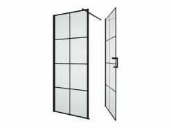Puerta de ducha serigrafiada pivotante con mampara fija mate, 80 x 190 cm, CAPARICA^Shower & Design Clearance