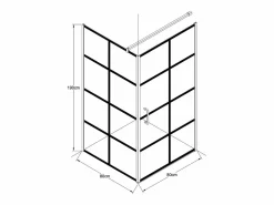 Puerta de ducha serigrafiada pivotante con mampara fija mate, 80 x 190 cm, CAPARICA^Shower & Design Clearance