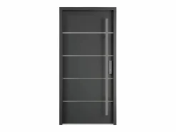 Vente-unique Puerta De Entrada|Puerta de entrada de acero macizo e inoxidable Alt.207 x An. 100 cm antracita Apertura izquierda - LUSADA