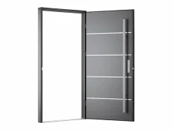 Vente-unique Puerta De Entrada|Puerta de entrada de acero macizo e inoxidable Alt.207 x An. 100 cm antracita Apertura izquierda - LUSADA
