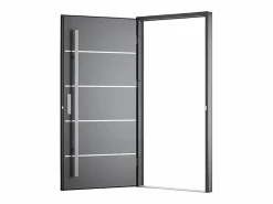 Puerta de entrada de acero macizo e inoxidable Alt.207 x An. 100 cm antracita Apertura derecha - LUSADA^Vente-unique Best
