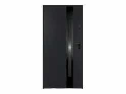 Vente-unique Puerta de entrada de acero macizo inoxidable Alt. 207 x L100 cm antracita ahumado apertura izquierda BRAGA Gris antracita Discount