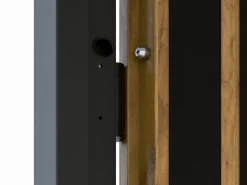 Vente-unique Puerta De Entrada|Puerta de entrada de acero Alt. 207 x L100 cm - Madera y negro - empuje izquierdo - COBRITA