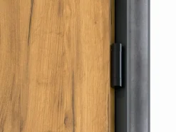 Vente-unique Puerta De Entrada|Puerta de entrada de acero Alt. 207 x L100 cm - Madera y negro - empuje izquierdo - COBRITA