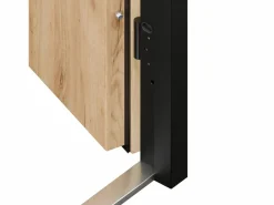 Vente-unique Puerta De Entrada|Puerta de entrada de acero macizo e inoxidable Alt.207 x An. 100 cm efecto roble Apertura derecha - LUSADA