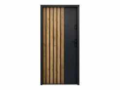 Puerta de entrada de acero Alt. 207 x L100 cm - y madera - apertura izquierda - COBRITA^Vente-unique Sale