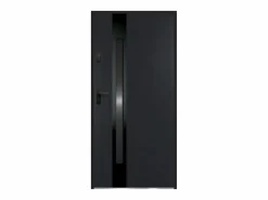 Puerta de entrada de acero y acero inoxidable Alt. 207 x L100 cm antracita ahumado apertura derecha BRAGA^Vente-unique Best