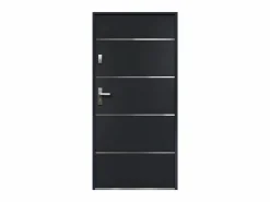 Vente-unique Puerta De Entrada|Puerta de entrada de acero y inox Alt. 207 x Ancho 100 cm antracita - se abre hacia la derecha NAXARA