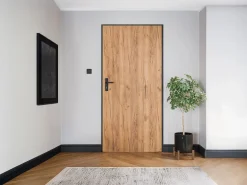 Puerta de entrada de acero macizo e inoxidable Alt.207 x An. 100 cm efecto roble Apertura izquierda, LUSADA^Vente-unique Outlet