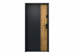 Puerta de entrada de acero Alt. 207 x L100 cm - Negro y madera - apertura a la izquierda - MABENA^Vente-unique Best