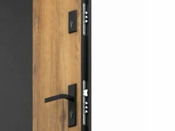 Puerta de entrada de acero Alt. 207 x L100 cm - Negro y madera - apertura a la izquierda - MABENA^Vente-unique Best