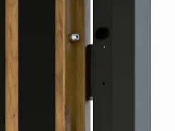 Vente-unique Puerta de entrada de acero Alt. 207 x L100 cm - Madera y negro - apertura hacia la derecha - COBRITA Color natural claro Hot