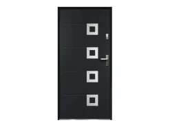 Puerta de entrada de acero con acero inoxidable, 207 x 100 cm, antracita, apertura a la izquierda, TIFANA^Vente-unique