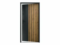 Vente-unique Puerta de entrada de acero Alt. 207 x L100 cm - y madera - abertura derecha - COBRITA Negro Clearance