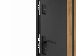 Vente-unique Puerta de entrada de acero Alt. 207 x L100 cm - y madera - abertura derecha - COBRITA Negro Clearance