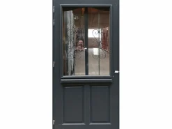 GD Menuiseries Puerta de Entrada de Madera Exo Modelo 'sabrina' 215X90 Lado Derecho Se Vende Con Manija Y Cerradura sin manilla Gris Outlet