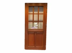 GD Menuiseries Puerta De Entrada|Puerta de entrada de madera esmaltada, Agatha, Al.215xl.80 p.izq + Tirador Y Cilindro (ref010723NO) Lateral de mesa sin manilla