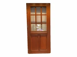 GD Menuiseries Puerta de entrada de madera acristalada, Agatha, Al.215xl.80 p. derecha + Mango Y Barril (ref010723NO) Dimensión mesa sin manilla Color natural claro