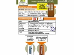 Puerta de Entrada de Madera Exo Modelo 'Marine' 200X80 Empuje a la Derecha sin manilla^GD Menuiseries Clearance