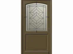 GD Menuiseries Puerta De Entrada|Puerta de entrada de madera acristalada, Elsie, Verde RAL7002, Al.215xl.90 p.izquierda Medida mesa sin manilla