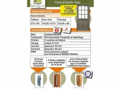 Puerta de entrada de madera esmaltada, Ady, Verde RAL7002, Al.215xl.90 p.izquierda + Tirador Y Cilindro (ref010723NO) Lateral de mesa sin manilla^GD Menuiseries Online