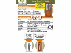 GD Menuiseries Puerta De Entrada|Puerta de entrada de madera esmaltada, Syrah, Al.215xl.90 p.izq + Tirador Y Cilindro (ref 010403FP) Lateral de mesa sin manilla