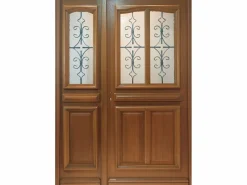 GD Menuiseries Puerta De Entrada|Puerta de Entrada de Madera Escalonada 'Vauban' Dimensión 215 X 140 Empuje a la Derecha (Dimensiones de la Tabla) sin manilla