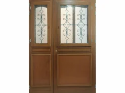 GD Menuiseries Puerta de Entrada Escalonada Modelo 'Vauban' Dimensión 215 X 130 Empuje Izquierdo (Dimensiones de la Tabla) sin manilla Marru00f3n New
