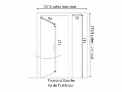 GD Menuiseries Puerta de Entrada Escalonada Modelo 'Vauban' Dimensión 215 X 130 Empuje Izquierdo (Dimensiones de la Tabla) sin manilla Marru00f3n New