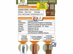 GD Menuiseries Puerta de Entrada Escalonada Modelo 'Vauban' Dimensión 215 X 130 Empuje Izquierdo (Dimensiones de la Tabla) sin manilla Marru00f3n New