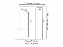 Puerta de Entrada Escalonada Modelo 'Vauban' Dimensión 215 X 120 Empuje Izquierdo (Dimensiones de la Tabla) sin manilla^GD Menuiseries Outlet