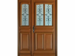 GD Menuiseries Puerta de Entrada Escalonada Modelo 'Vauban' Dimensión 215 X 120 Empuje a la Derecha (Dimensiones de la Tabla) sin manilla Marru00f3n New