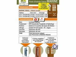 GD Menuiseries Puerta De Entrada|Puerta de Entrada Escalonada 'Marine' Tamaño 215 X 140 Empuje Izquierdo (Dimensiones de la Tabla) sin manilla