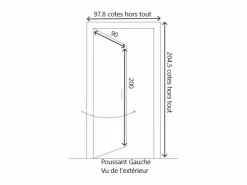 GD Menuiseries Puerta De Entrada|Puerta de entrada Madera vítrea, Baptiste Vert Ral 7002, H,200xl,90 p, izquierda Dimensiones Cuadro sin manilla