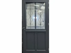 GD Menuiseries Puerta de entrada Madera vítrea, Sandro gris RAL7016, H,200xl,90 p, izquierda Cote Tableau sin manilla Color natural claro Hot