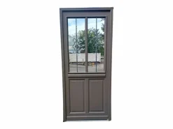 GD Menuiseries Puerta de entrada Madera vítrea, Santiago marron RAL7039, H,215xl,90 p, izquierda Cote Tableau sin manilla Gris Sale