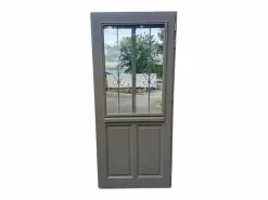 GD Menuiseries Puerta de entrada Madera vítrea, Santiago marron RAL7039, H,215xl,90 p, izquierda Cote Tableau sin manilla Gris Sale