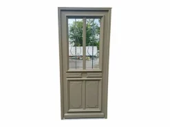 GD Menuiseries Puerta de entrada Madera vítrea, Baptiste Vert Ral 7002, H,200xl,90 p, derecha Dimensiones Cuadro sin manilla Gris Outlet