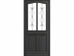 GD Menuiseries Puerta de entrada Madera vítrea, Sandro gris RAL7016, H,200xl,90 p, derecha Cote Tableau sin manilla Color natural claro Hot