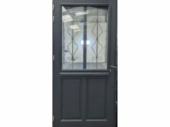 GD Menuiseries Puerta de entrada Madera vítrea, Sandro gris RAL7016, H,200xl,90 p, derecha Cote Tableau sin manilla Color natural claro Hot