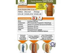 GD Menuiseries Puerta De Entrada|Puerta de Entrada Modelo Azafrán Dimensión 215X90 Derecha Pousant sin manilla